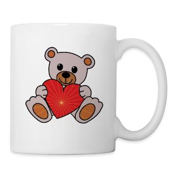 Cuddle cuddle bear heart love Valentin cordially - Mug - white - Right