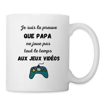 Je suis la preuve que papa ne joue pas tout le tem - Mug blanc - blanc - Droite