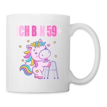 60 Jahre Einhorn ich bin 59+ 60. Geburtstag - Tasse - Weiß - Rechts