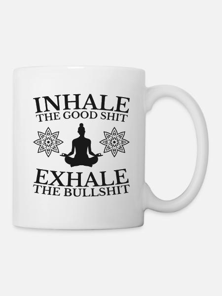 Inhale Exhale Yoga Gift Spirituality Peace - Mug - white