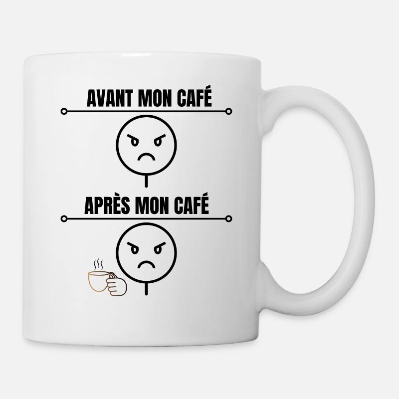 Avant Et Après Mon Café Humour - Mug blanc - blanc