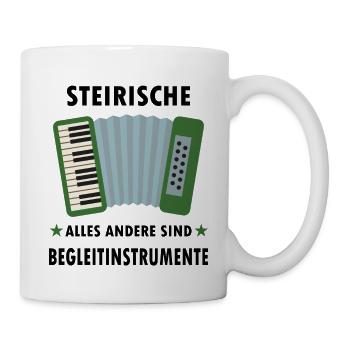 Steirische Ziehharmonika Akkordeon Geschenk - Tasse - Weiß - Rechts