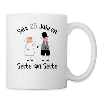 Seit 25 Jahren Seite an Seite Silberhochzeit - Tasse - Weiß - Rechts