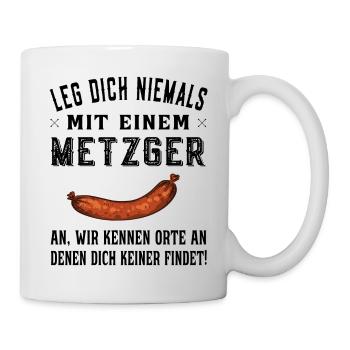 Fleischer und Schlachter - Metzger Wurst - Tasse - Weiß - Rechts