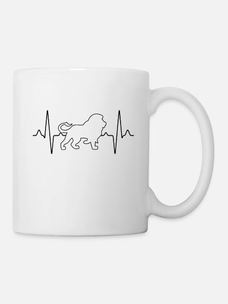 Löwe Herzschlag - Tasse - Weiß