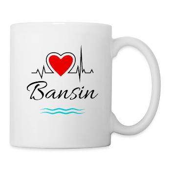 Bansin-Mein Herz schlägt für Usedom-Herz mit Welle - Tasse - Weiß - Rechts
