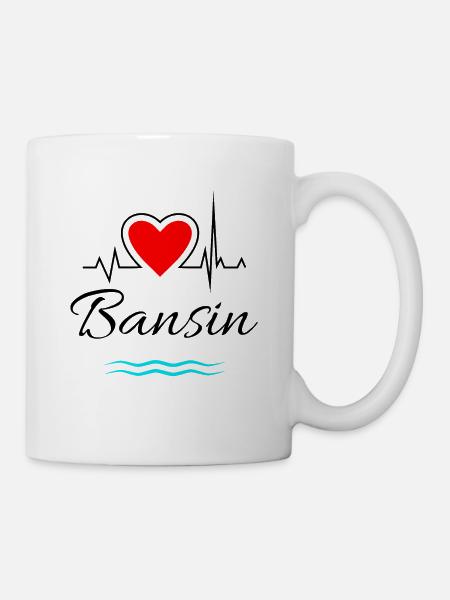 Bansin-Mein Herz schlägt für Usedom-Herz mit Welle - Tasse - Weiß