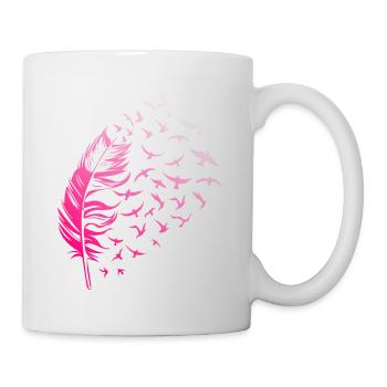 Feder Vintage Vögel Vogelschwarm Kunst - Tasse - Weiß - Rechts