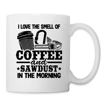 Coffee & Sawdust Smell Chainsaw Funny Arborist - Mug - white - Right