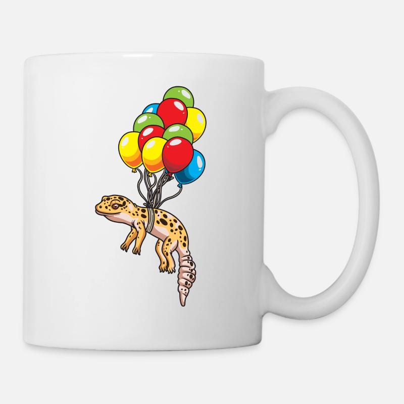 Leopardgecko mit Luftballons Geschenk - Tasse - Weiß