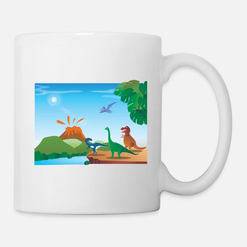 dinosaur volcano - Mug - white
