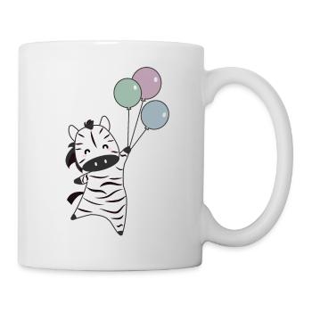 Zebra flies with balloons upwards cute animals - Mug - white - Right