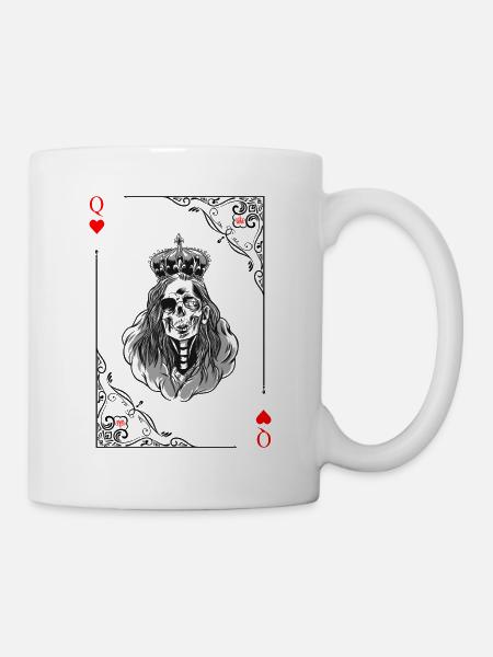 Cartes cartes coeur dame jeu de cartes - Mug blanc - blanc