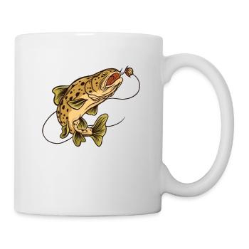 Angler Geschenk Forellen Angeln Regenbogenforelle - Tasse - Weiß - Rechts
