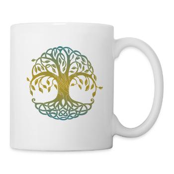 Tribal Yggdrasil Tattoo Wikinger Design Baum - Tasse - Weiß - Rechts