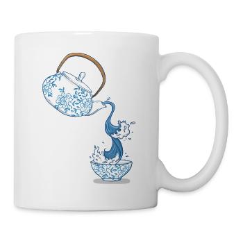 Teapot big wave art drawing Japan style - Mug - white - Right