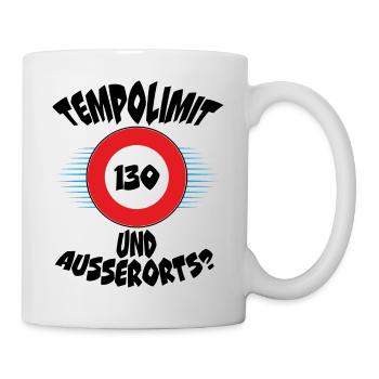 Tempolimit Autobahn Geschwindigkeit Grüne Baerbock - Tasse - Weiß - Rechts