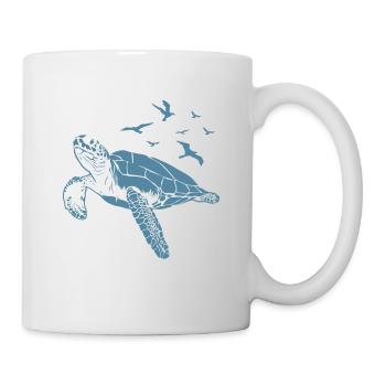 Turtle in the water with birds in the sky - Mug - white - Right