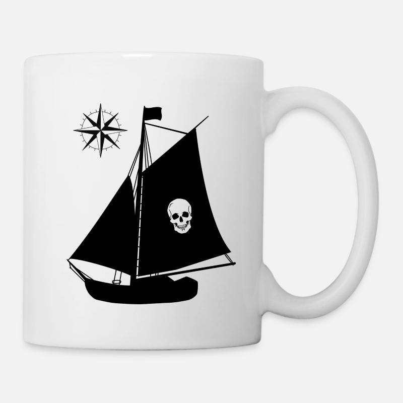 Bateau pirate Skull Compass Windrose Pirates - Mug blanc - blanc
