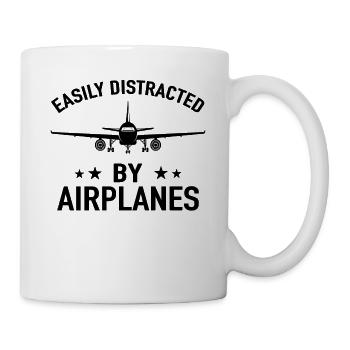 Easily Distracted by Airplanes Flugzeug Pilot - Tasse - Weiß - Rechts