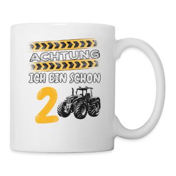 2 Geburtstag Tracktor 2 Jahre Kindergeburtstag - Tasse - Weiß - Rechts
