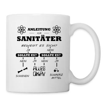 Sanitäter Anleitung Notfallsanitäter Checkliste - Tasse - Weiß - Rechts