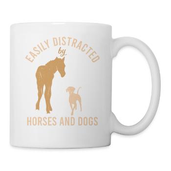Easily Distracted By Horses And Dogs Horse Dog - Mug - white - Right