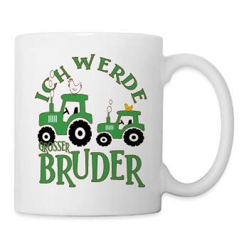 Ich werde großer Bruder Traktor Schwanger Geschenk - Tasse - Weiß - Rechts