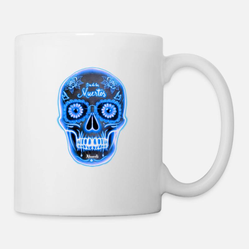 Día de los Muertos Blue Skull design - Tasse - Weiß