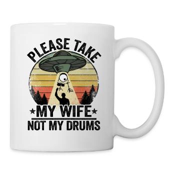 Funny UFO Drums Abduction Drummer Drum Set Gift - Mug - white - Right
