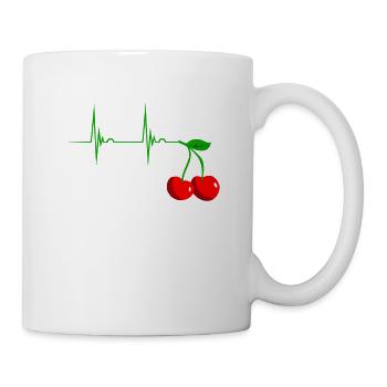 Cerise cerise battement de coeur fruit cerises - Mug blanc - blanc - Droite