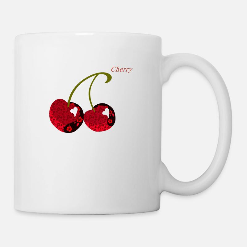 Cherry Cherry Heartbeat Fruit Cherries - Mug - white
