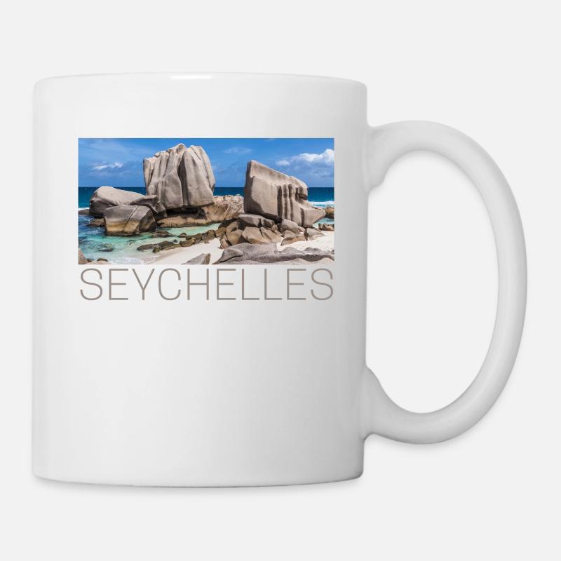 Seychellen Strand auf La Digue - Tasse - Weiß