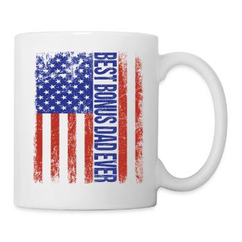 Best Bonus Dad Ever Fathers Day America Flag - Mug - white - Right