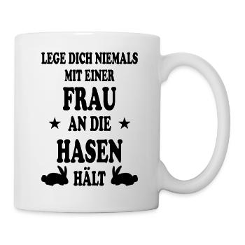 Hasen Lustiges Design Hase Mädchen Frau Geschenk - Tasse - Weiß - Rechts
