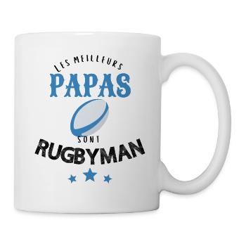 Les meilleurs papas sont rugbyman cadeau - Mug blanc - blanc - Droite