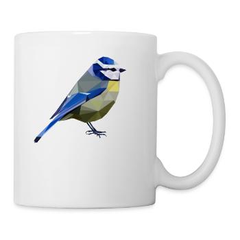 Mésange bleue en polygone - mésange d’oiseau indigène - Mug blanc - blanc - Droite