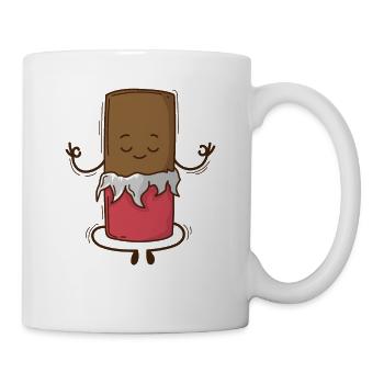 Chocolate meditates cross-legged - Mug - white - Right