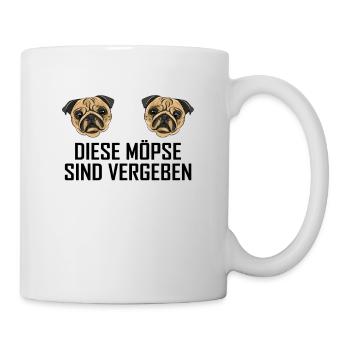 Diese Möpse sind vergeben Lustiger Spruch Freundin - Tasse - Weiß - Rechts