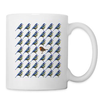 sei anders Blaumeise Rotkehlchen Vogel Muster - Tasse - Weiß - Rechts