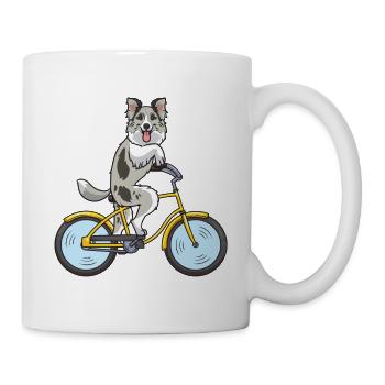 Chien Border Collie à vélo - Mug blanc - blanc - Droite