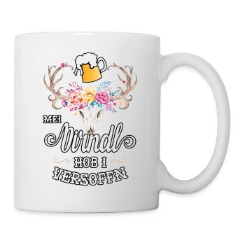 Mei Dirndl hob i versoffn Ersatz Tracht Hirsch - Tasse - Weiß - Rechts