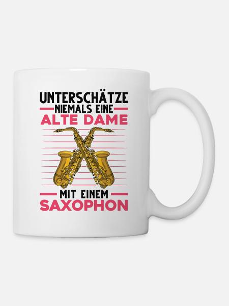 Saxophonistin Alte Dame Saxophonspielerin Saxophon - Tasse - Weiß