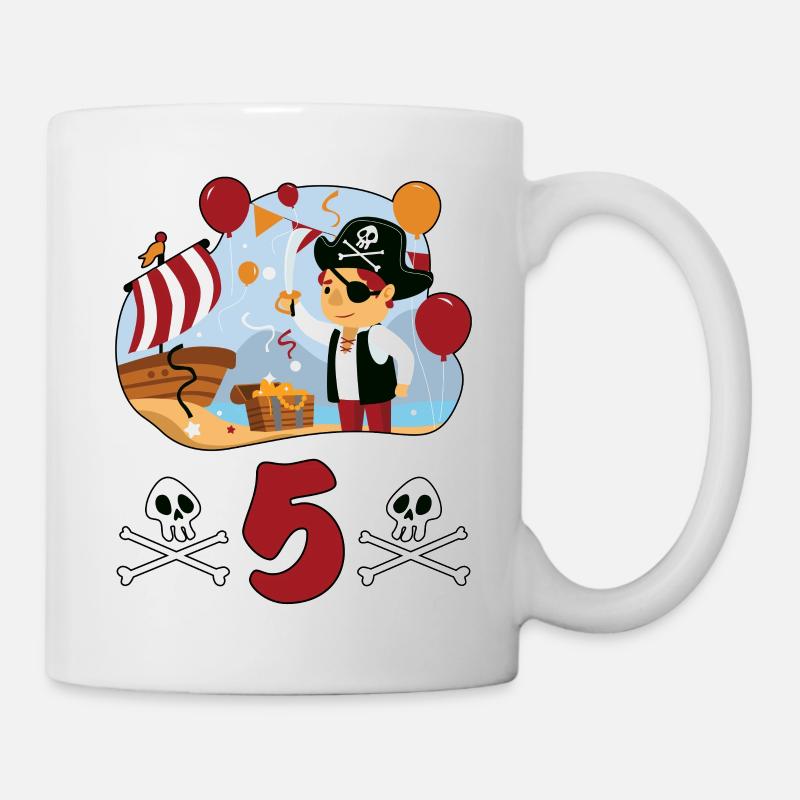 5 Jahre Pirat Kindergeburtstag Kinder Fun Geschenk - Tasse - Weiß