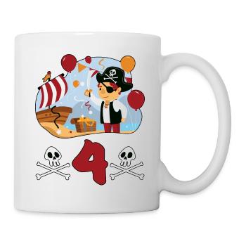 4 years pirate children's birthday children fun gift - Mug - white - Right