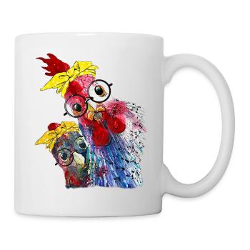 A funny chicken, chicken, chicken with glasses - Mug - white - Right