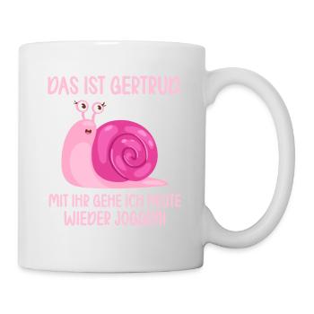 Das ist Gertrud mit ihr gehe ich joggen lustiges - Tasse - Weiß - Rechts