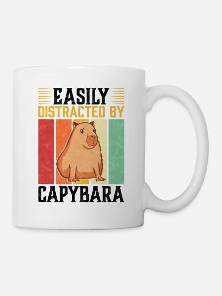 Abgelenkt durch Capybara Wasserschwein Spruch - Tasse - Weiß