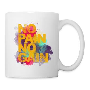 No Pain No Gain - Training Fitness Männer Frauen - Tasse - Weiß - Rechts