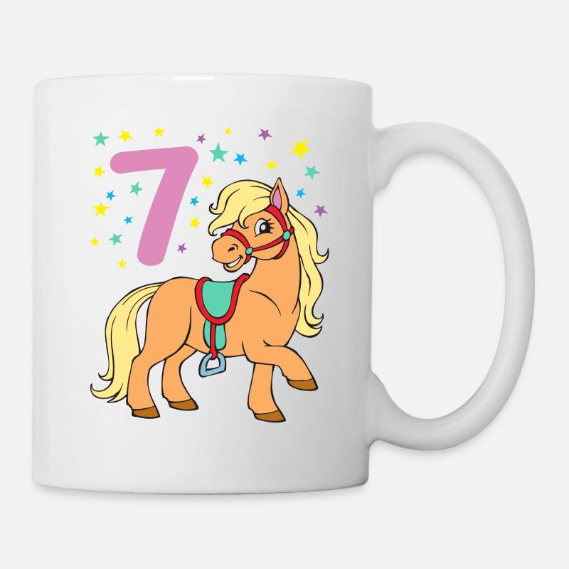 Fille 7 ans cheval 7. Anniversaire poney équitation - Mug blanc - blanc